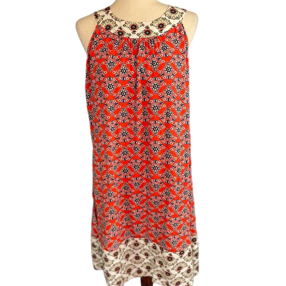 Boden Tile Print Sleeveless Boho Mediterranean Summer Shift Dress Size 12 - Picture 2 of 8